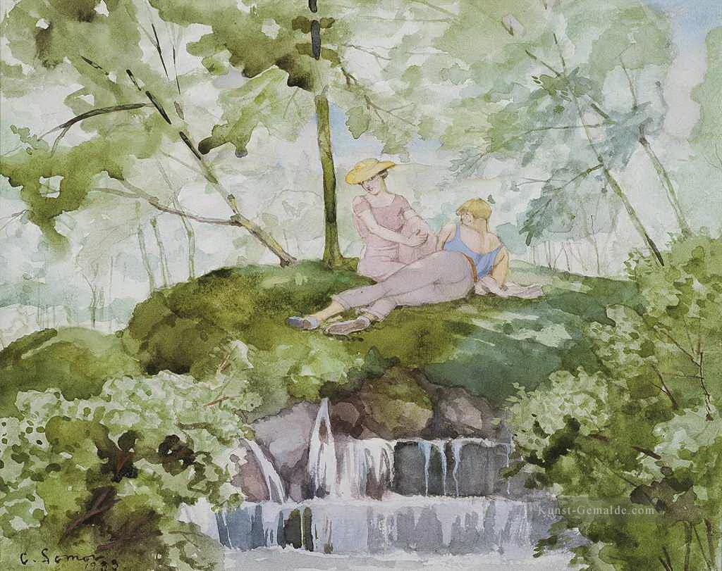 Liebhaber in einer Landschaft Konstantin Somov Ölgemälde